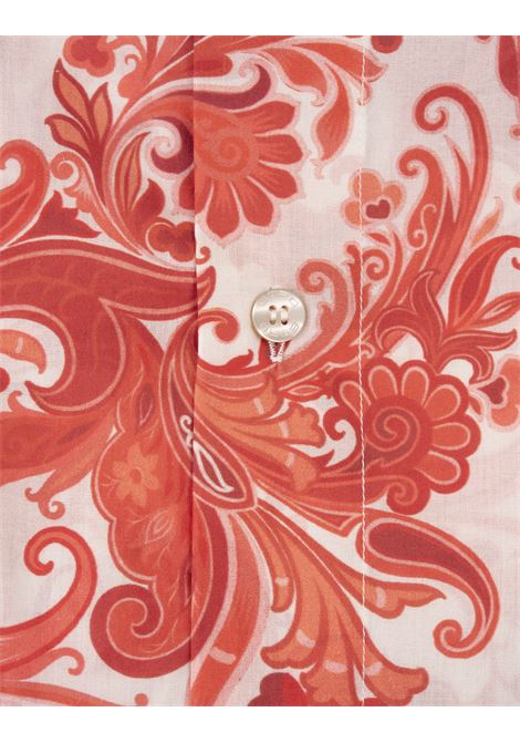 ETRO Camicia Bianca Con Grafica Paisley Rossa - ETRO