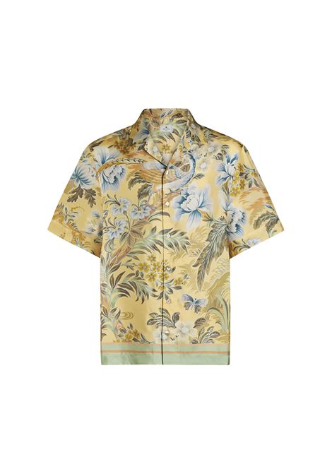 ETRO Camicia Bowling In Seta Stampata Gialla - ETRO