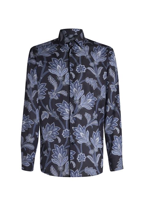 ETRO Camicia Floreale Blu Navy - ETRO