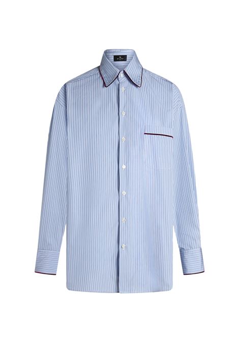 ETRO Camicia In Popeline A Righe Azzurra - ETRO