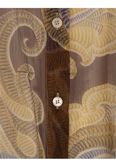 ETRO Camicia In Seta Stampata Bordeaux - ETRO
