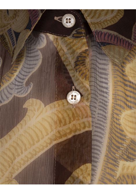 ETRO Camicia In Seta Stampata Bordeaux - ETRO