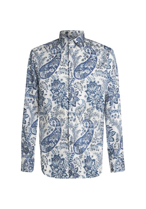 ETRO Camicia Paisley Floreale Blu Navy - ETRO