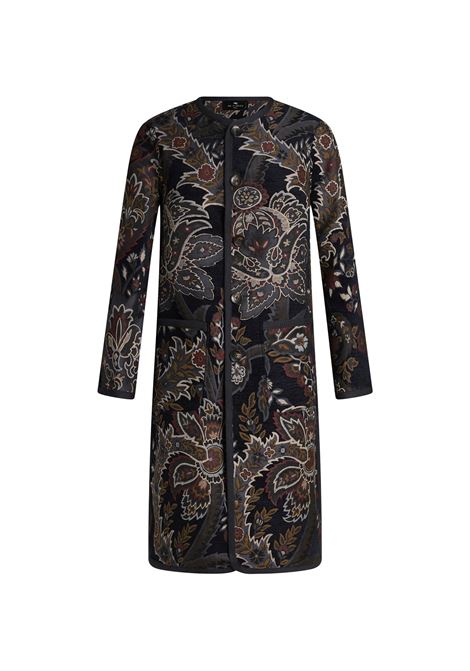 ETRO Cappotto Reversibile In Jacquard Blu - ETRO