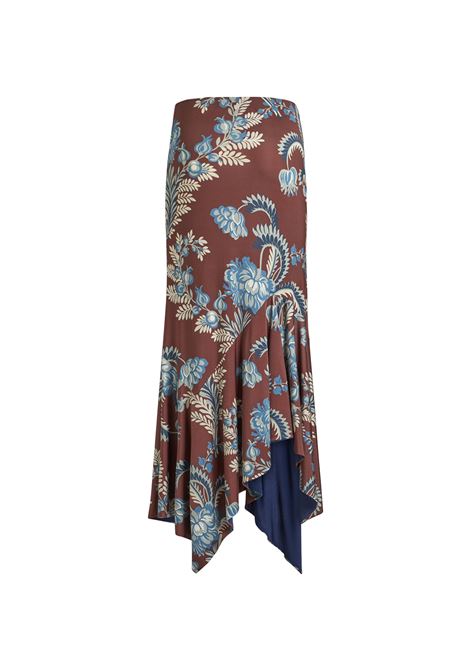 ETRO Gonna Midi In Jersey Stampato Bordeaux - ETRO