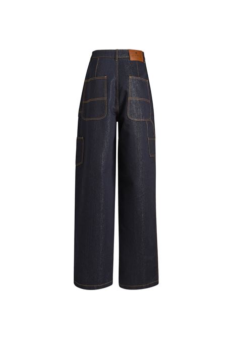 ETRO Jeans Baggy In Denim Lurex Blu Navy - ETRO