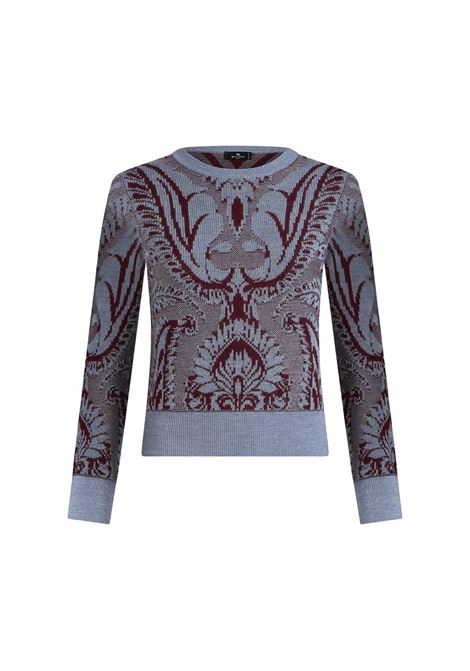 ETRO Maglia In Lana Jacquard Bordeaux - ETRO