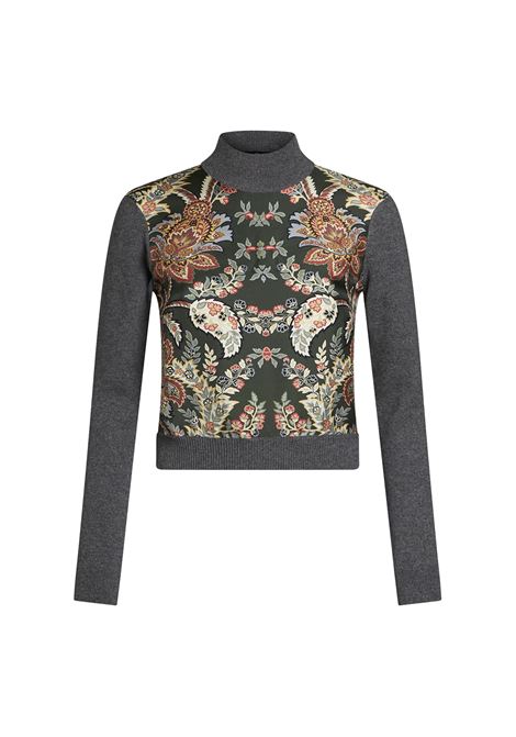 ETRO Maglia Verde Scuro Con Stampa Paisley - ETRO