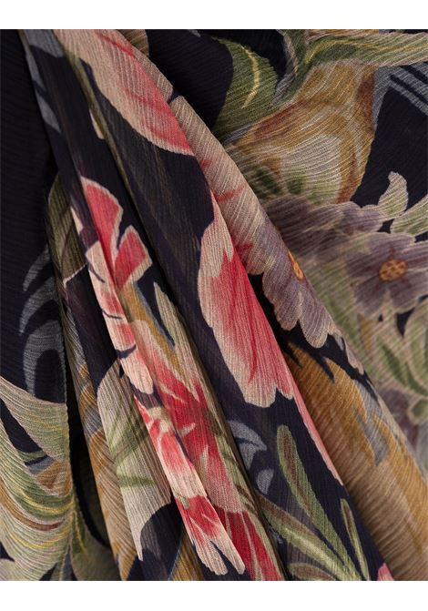 ETRO Maxi Abito In Seta Stampata Blu Navy - ETRO