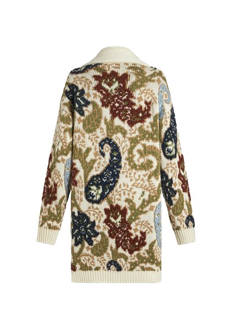 ETRO Maxi Cardigan In Maglia Jacquard Beige - ETRO