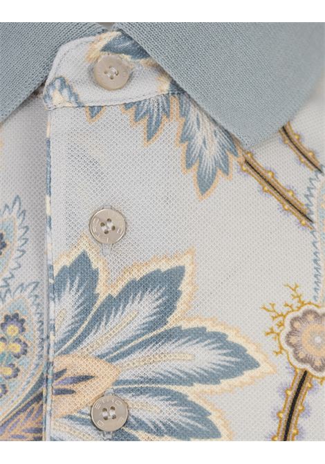 ETRO Polo Azzurra Con Stampa Floreale - ETRO