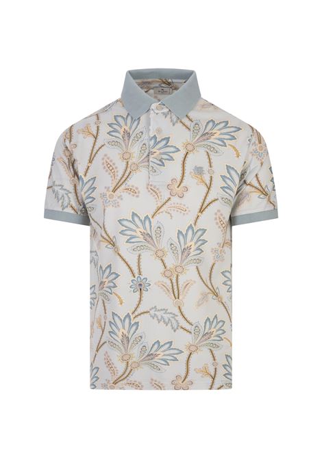 ETRO Polo Azzurra Con Stampa Floreale - ETRO