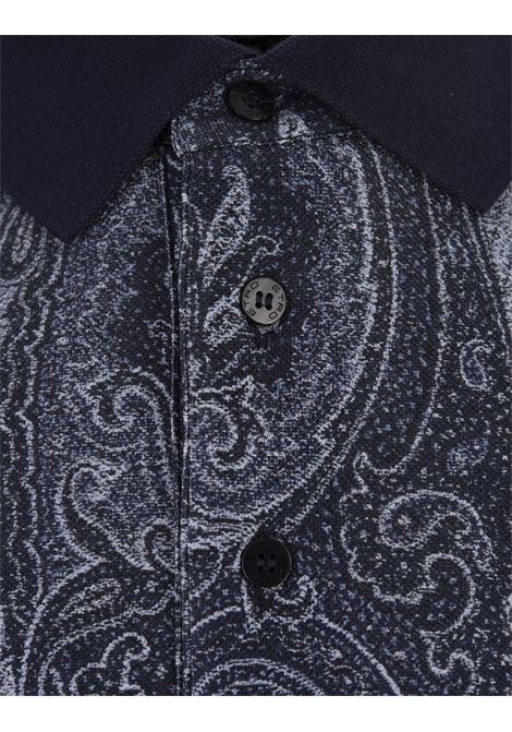 ETRO Polo Blu Navy Con Stampa Paisley - ETRO