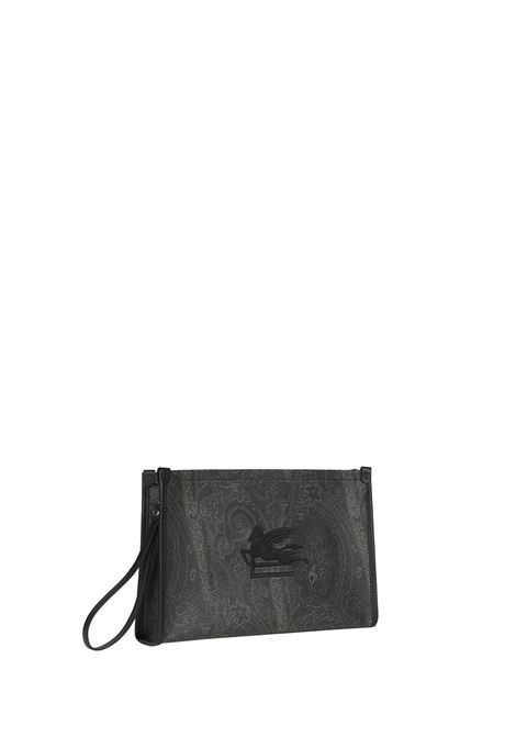 ETRO Pouch Grande Paisley Nero Con Pegaso - ETRO