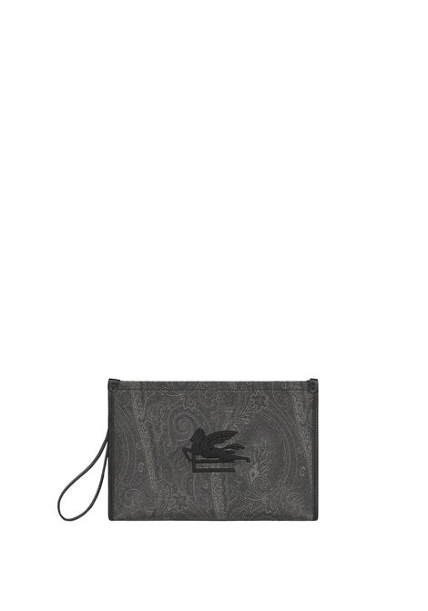 ETRO Pouch Grande Paisley Nero Con Pegaso - ETRO