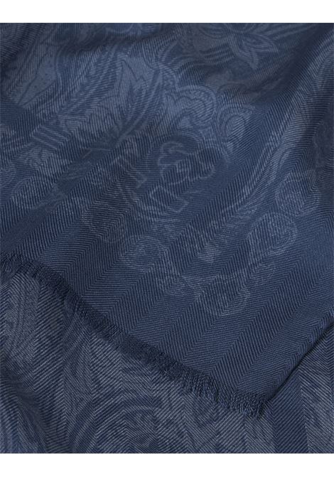 ETRO Sciarpa In Misto Cashmere Blu Stampato - ETRO