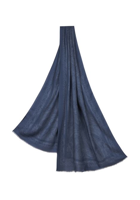 ETRO Sciarpa In Misto Cashmere Blu Stampato - ETRO