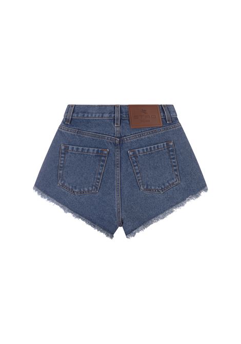 ETRO Shorts In Denim Blu A Vita Alta - ETRO