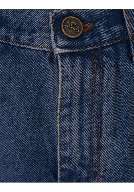 ETRO Shorts In Denim Blu A Vita Alta - ETRO