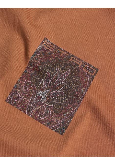 ETRO T-Shirt Arancione Con Patch Paisley - ETRO