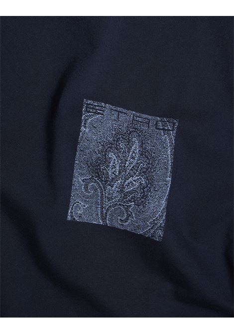 ETRO T-Shirt Blu Navy Con Patch Paisley - ETRO