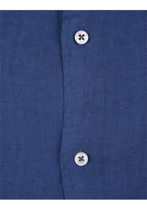 FEDELI Camicia Classica In Lino Blu - FEDELI