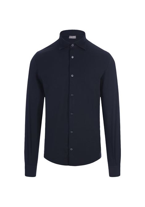 FEDELI Camicia In Cotone Stretch Blu Navy - FEDELI