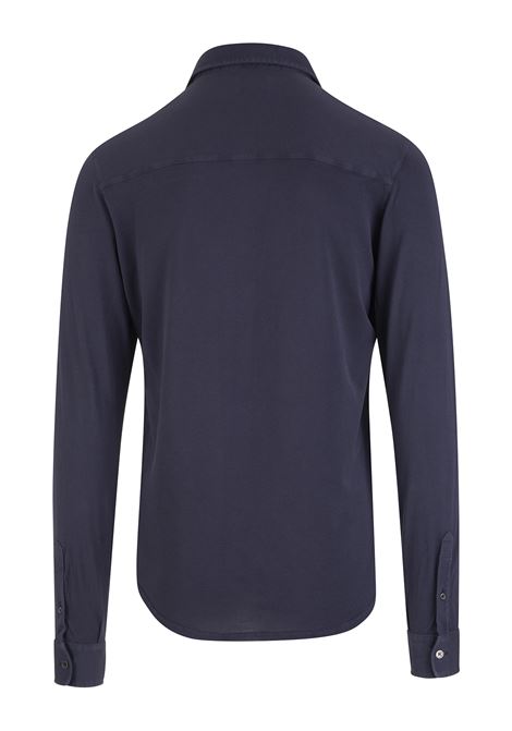 FEDELI Camicia In Piquet Di Cotone Blu Navy - FEDELI