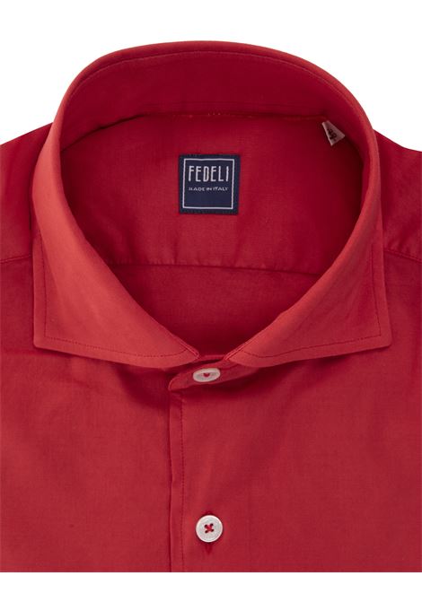 FEDELI Camicia Rossa In Cotone Leggero - FEDELI