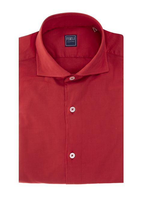FEDELI Camicia Rossa In Cotone Leggero - FEDELI