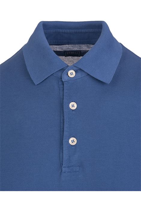 FEDELI Polo In Cotone Piquet Blu - FEDELI