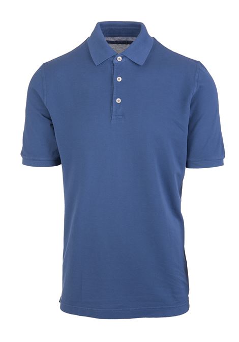 FEDELI Polo In Cotone Piquet Blu - FEDELI