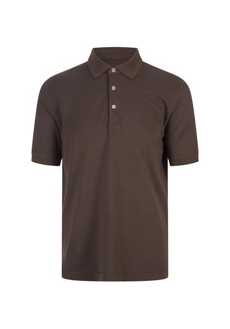 FEDELI Polo In Cotone Piquet Marrone - FEDELI