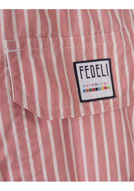 FEDELI Swim Shorts A Righe Bianche E Rosa - FEDELI