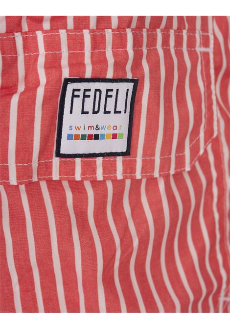 FEDELI Swim Shorts A Righe Bianche E Rosse - FEDELI