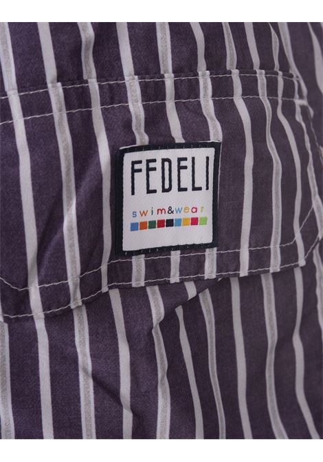 FEDELI Swim Shorts Bordeaux A Righe - FEDELI
