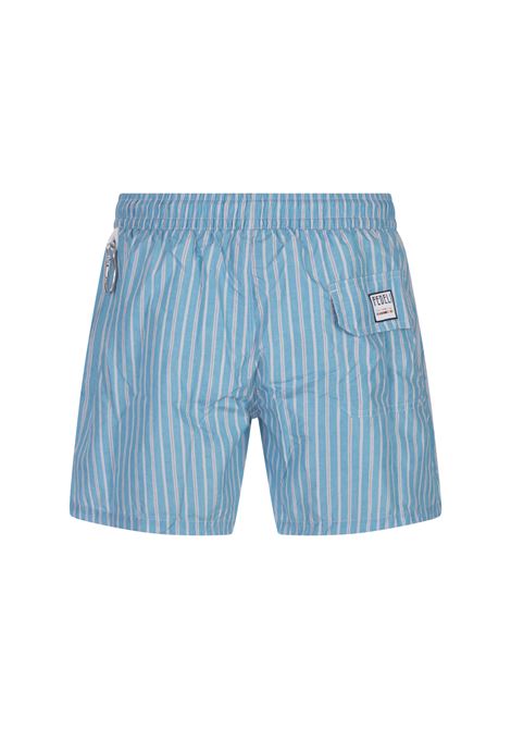 FEDELI Swim Shorts Celeste A Righe - FEDELI