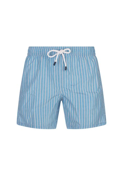 FEDELI Swim Shorts Celeste a Righe - FEDELI
