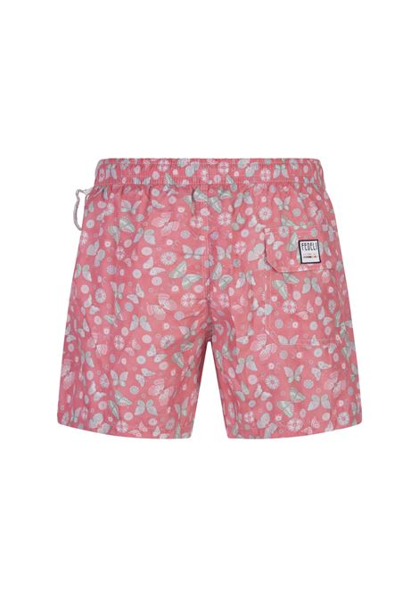 FEDELI Swim Shorts Rosa Con Stampa Farfalle - FEDELI
