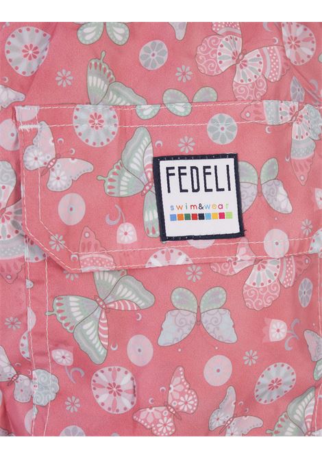 FEDELI Swim Shorts Rosa Con Stampa Farfalle - FEDELI