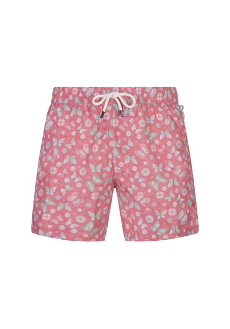 FEDELI Swim Shorts Rosa Con Stampa Farfalle - FEDELI