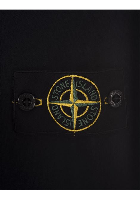 STONE ISLAND Felpa A Girocollo In Cotone Garzato Blu Navy - STONE ISLAND