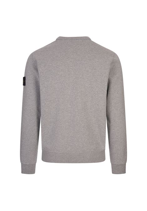 STONE ISLAND Felpa A Girocollo In Cotone Garzato Grigio Chiaro - STONE ISLAND