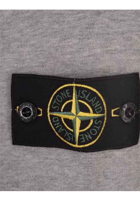 STONE ISLAND Felpa A Girocollo In Cotone Garzato Grigio Chiaro - STONE ISLAND
