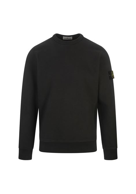 STONE ISLAND Felpa a Girocollo In Cotone Garzato Grigio Piombo - STONE ISLAND