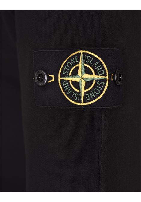 STONE ISLAND Felpa A Girocollo In Cotone Garzato Nero - STONE ISLAND
