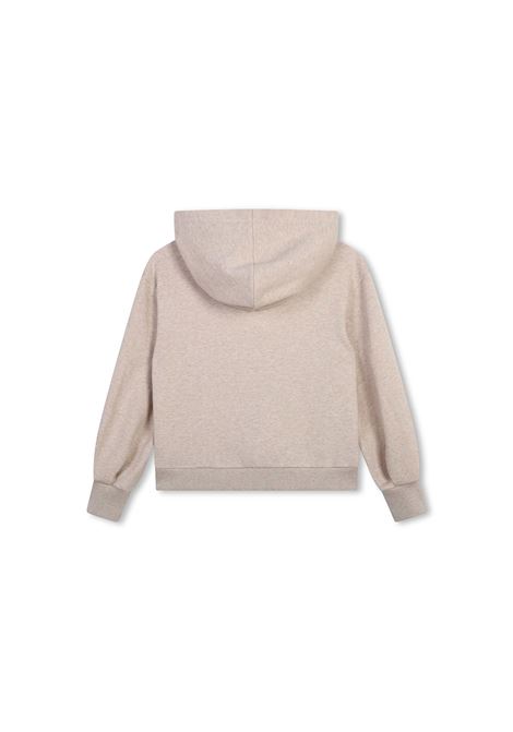 CHLOÉ KIDS Felpa Beige Marl Con Cappuccio E Ricami Botanici - CHLOÉ KIDS
