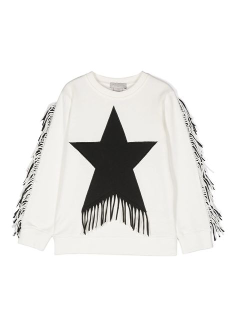 STELLA MCCARTNEY KIDS Felpa Bianca con Frange e Grafica Stella - STELLA MCCARTNEY KIDS