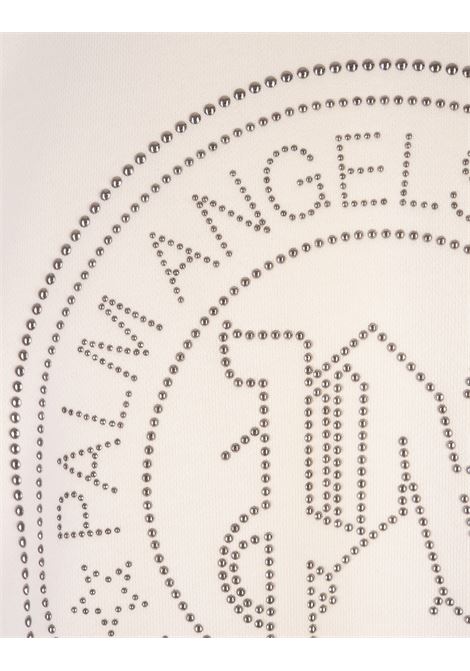 PALM ANGELS Felpa Bianca Con Logo Rotondo E Monogramma - PALM ANGELS