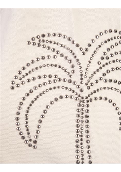 PALM ANGELS Felpa Bianca Con Logo Rotondo E Monogramma - PALM ANGELS